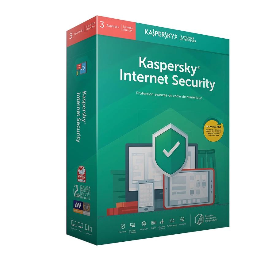 Kaspersky Internet Security licence 3 postes 1 an