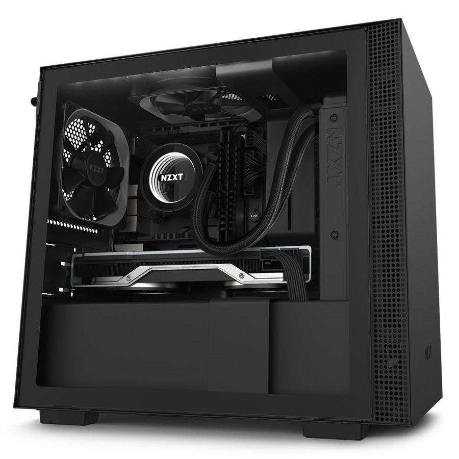 Boitier NZXT H210 noir + 4 x ventil 12cm (dont 2 rajoutés par nos soins)